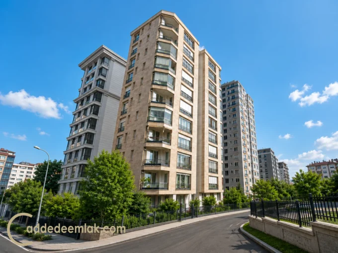 Erenköy satılık lüks daire modern dış cephe ve çevre düzenlemesi