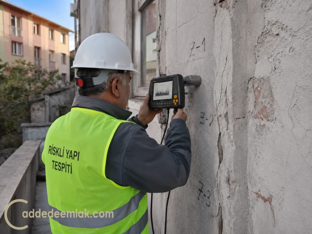 Riskli yapı tespiti yapılan eski apartman ve teknik inceleme süreci