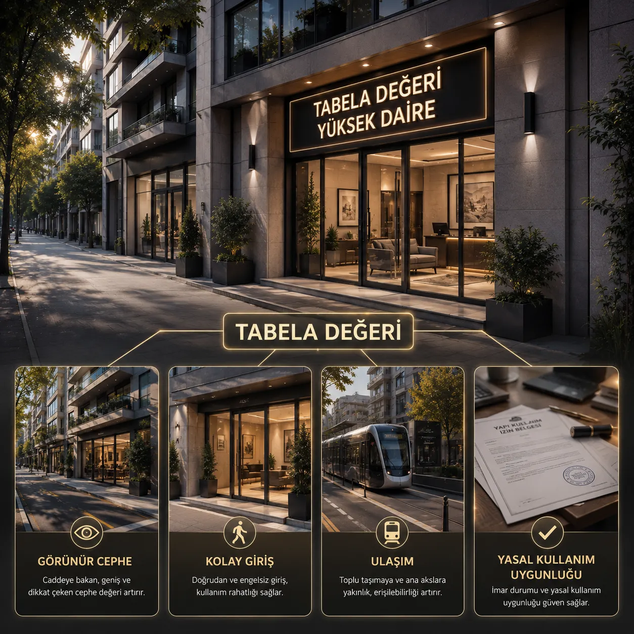 Tabela değeri yüksek daire ve doğrudan cadde girişi