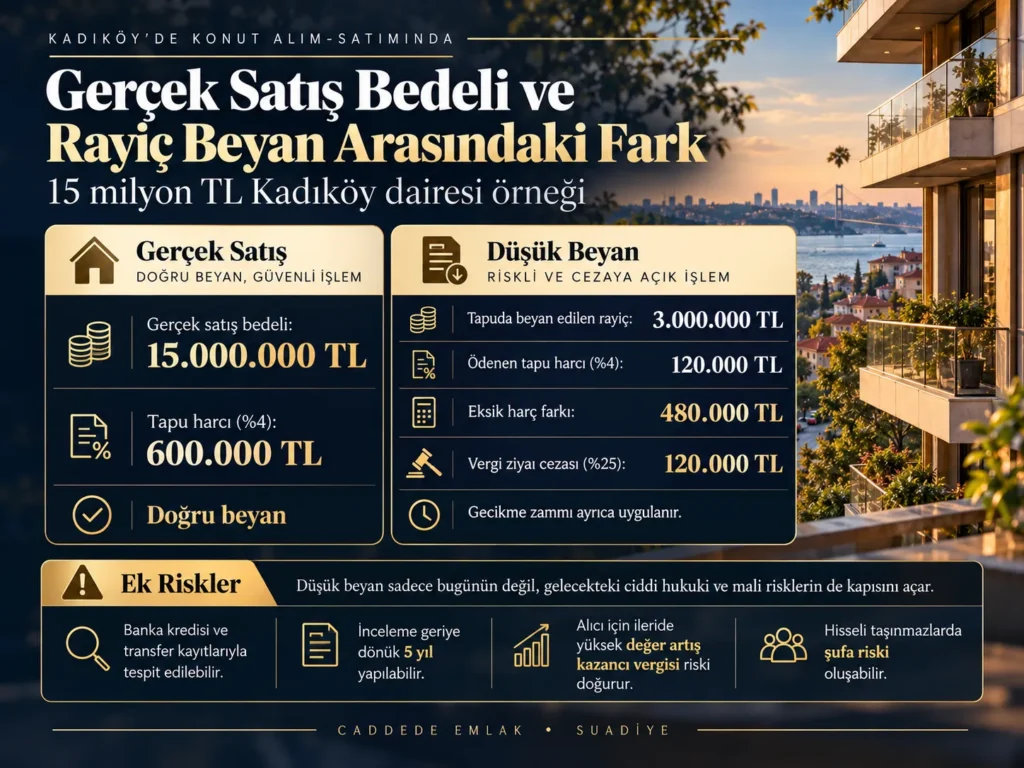 Gerçek satış bedeli ile rayiç bedel beyanı vergi ve ceza karşılaştırması