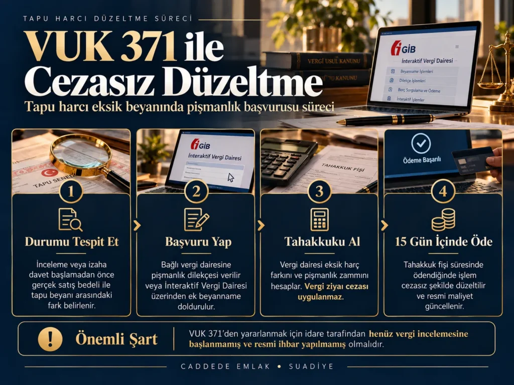 VUK 371 pişmanlık dilekçesi ile cezasız düzeltme adımları yol haritası