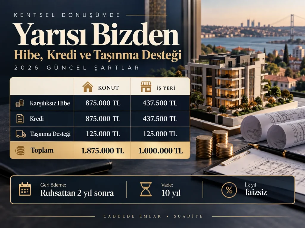 Yarısı Bizden hibe kredi ve taşınma desteği konut finansman tablosu